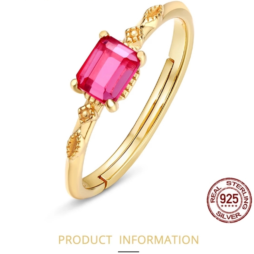 Pink Corundum Adjustable Ring - Picture 4 of 5